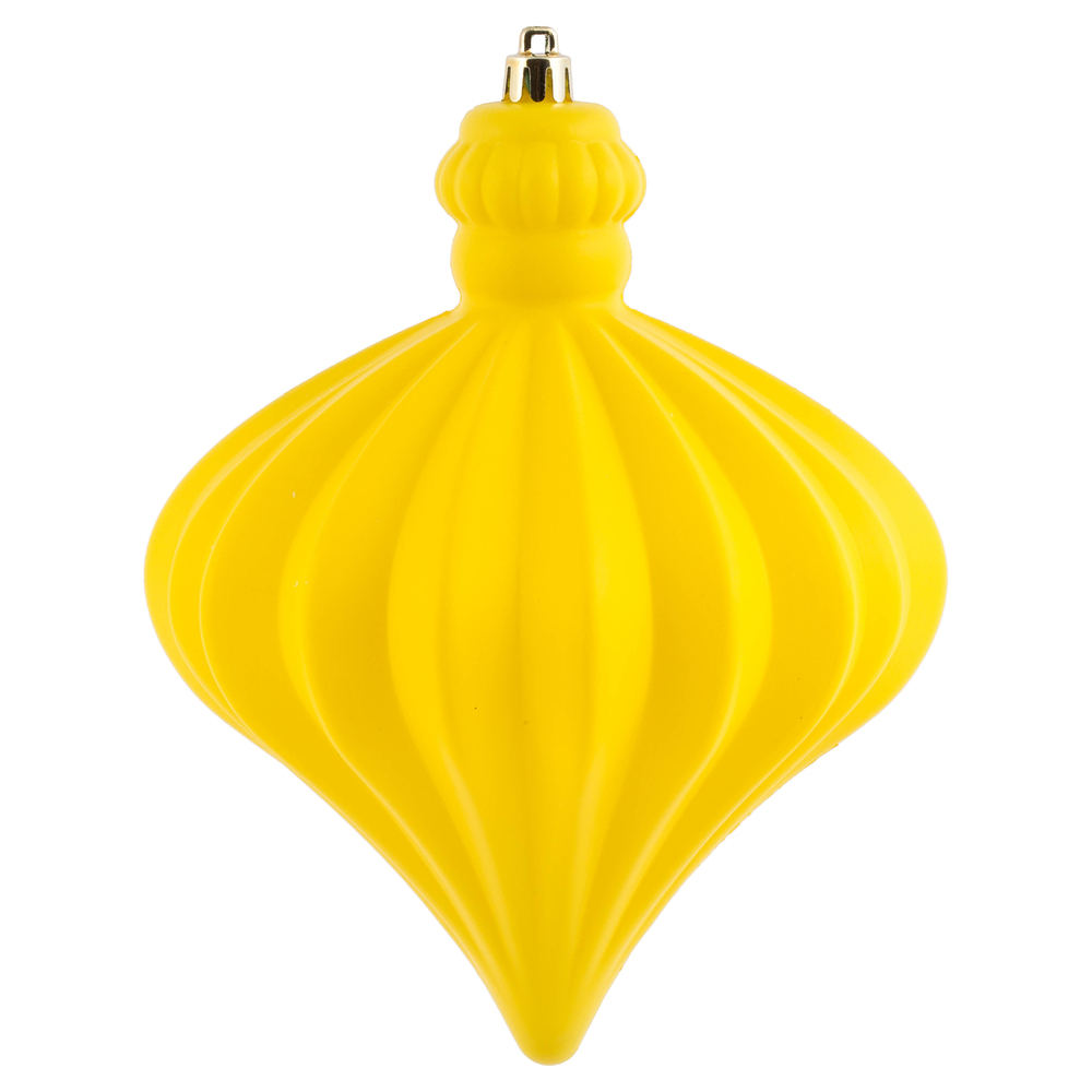 6 in. Yellow Matte Onion Drop Ornament - 4 per Bag