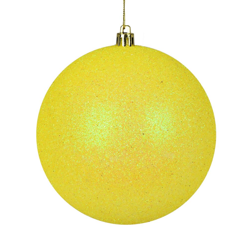 2.4 in. Yellow Glitter Finish Ball Ornament - 24 per Bag