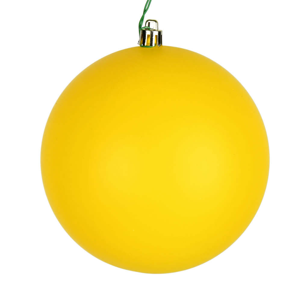 3 in. Yellow Matte UV Treated Ball Ornament - 12 per Bag