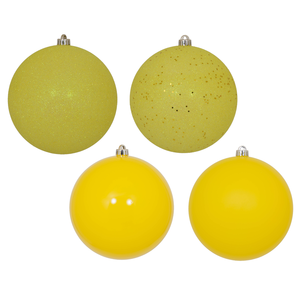 1.6 in. Yellow Ball 4 Finish Assorted Ornament - 96 per Bag
