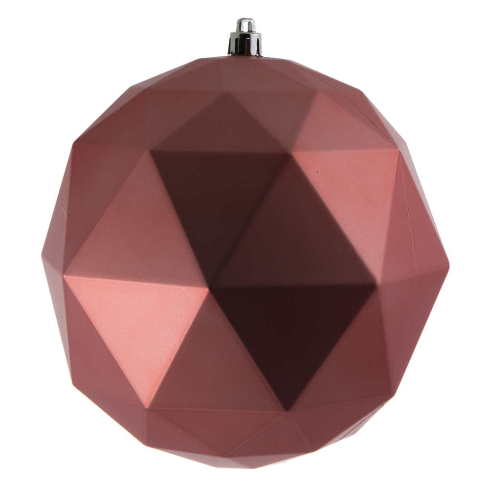 6 in. Coral Matte Geometric Ball Ornaments - 4 per Bag