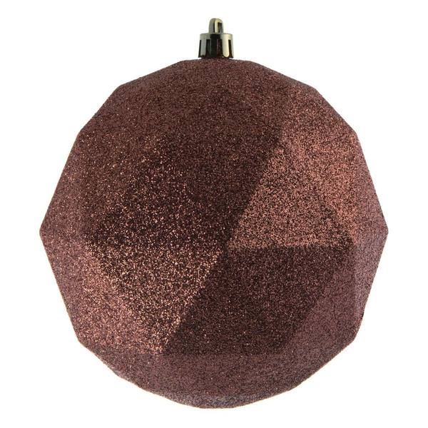 8 in. Coral Glitter Geometric Ball Ornaments