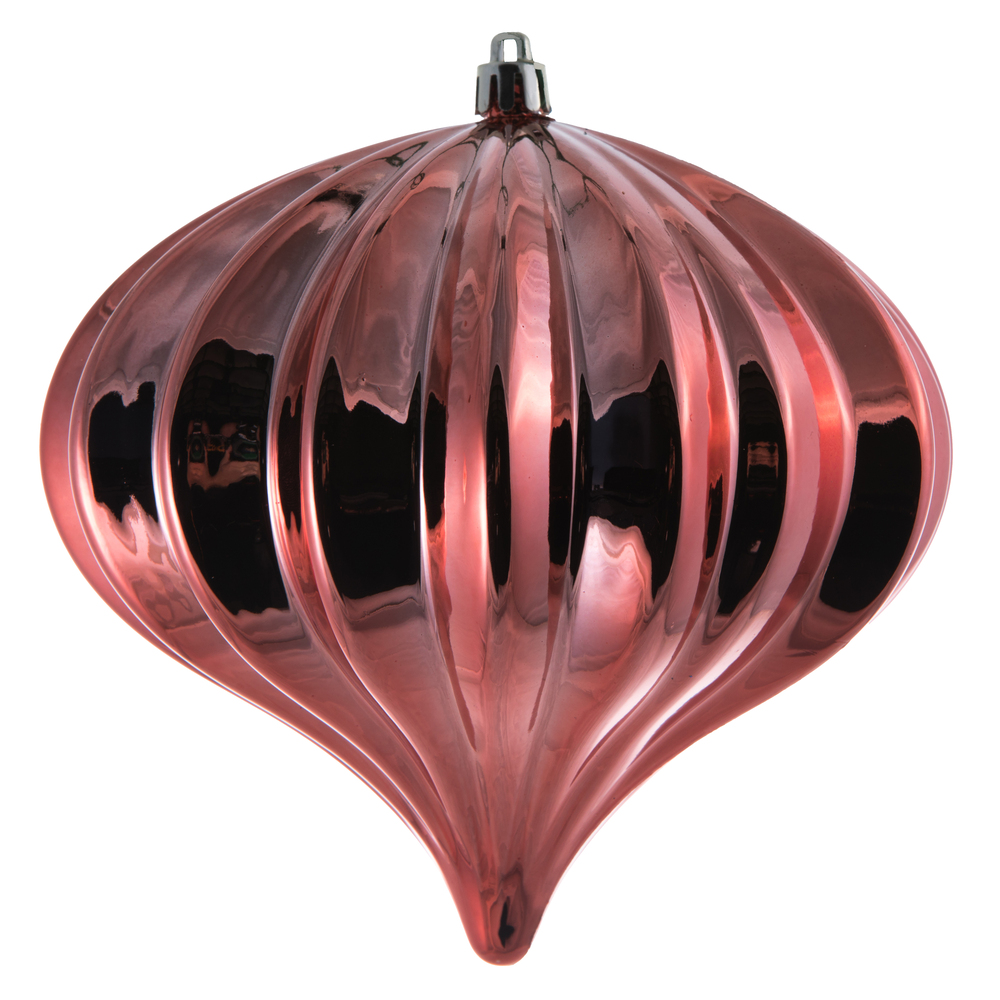 5.7 in. Coral Shiny UV Drill Onion Ornament - 3 per Bag
