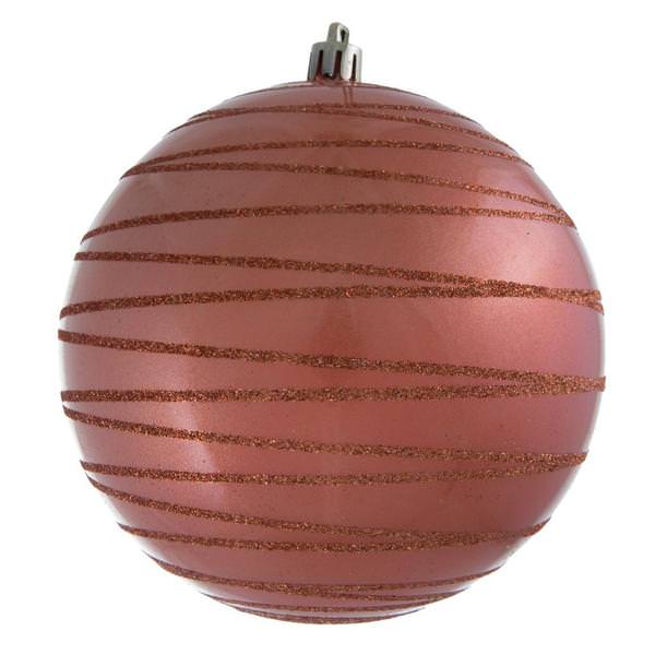 3 in. Coral Candy Glitter Finish Ball Ornament - 6 per Bag