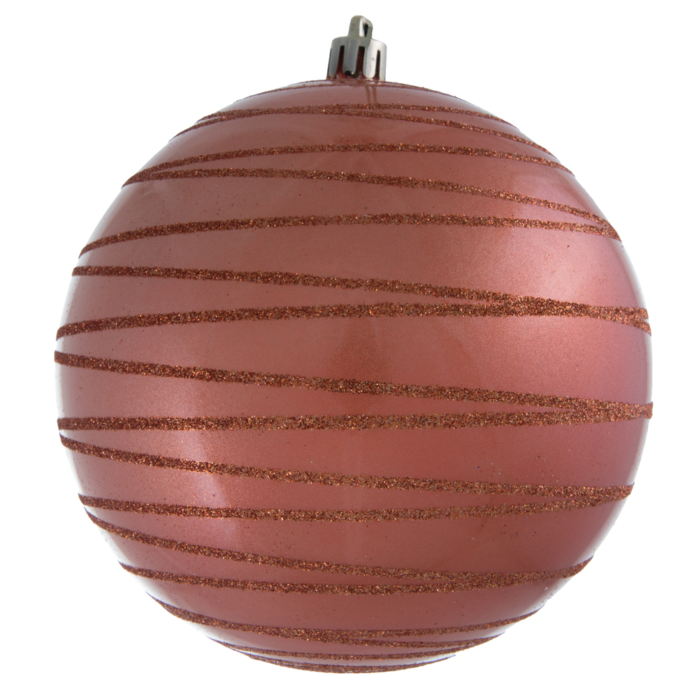 4.75 in. Coral Candy Glitter Finish Ball Ornament - 4 per Bag