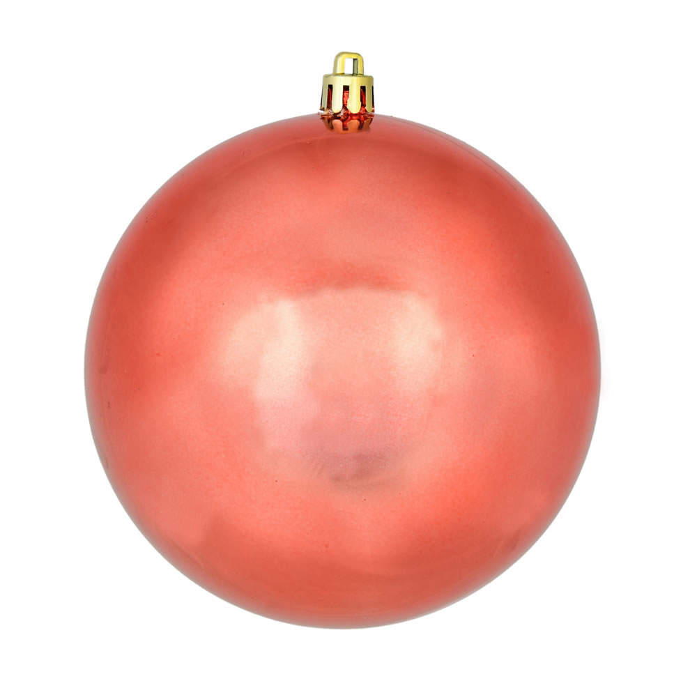 4.75 in. Coral Shiny UV Treated Ball Ornament - 4 per Bag