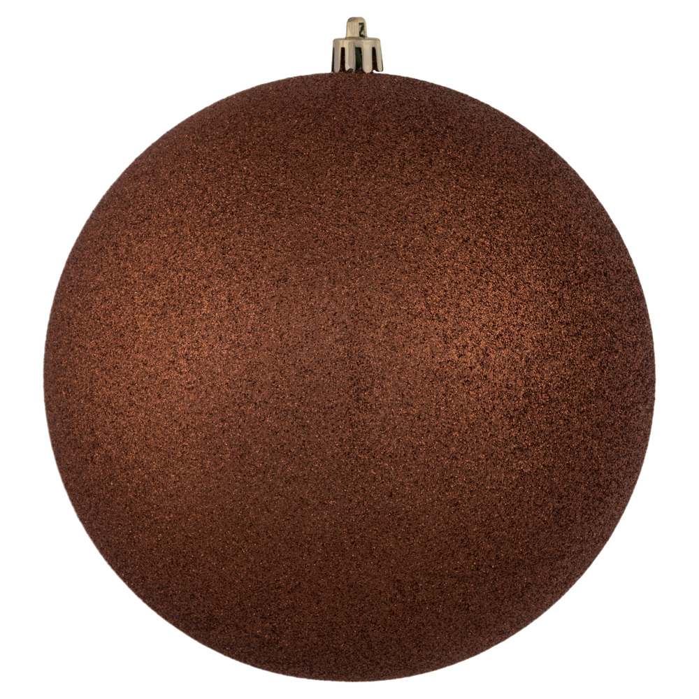 6 in. Coral Glitter Finish Ball Ornament with Drilled Cap - 4 per Bag
