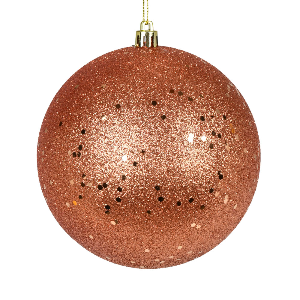 10 in. Coral Sequin Ball Ornament with Drilled Wired Cap