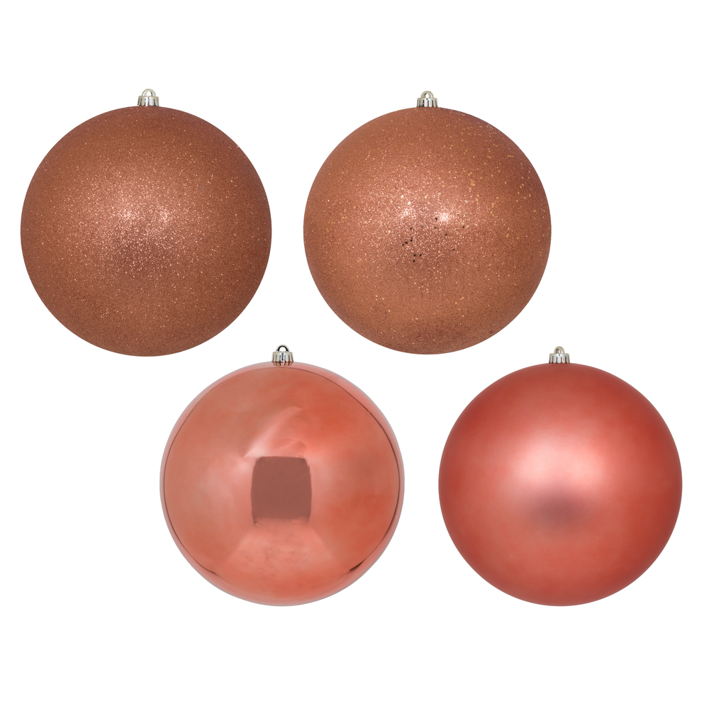 12 in. Coral Ball 4 Finish Assorted Ornament - 4 per Bag