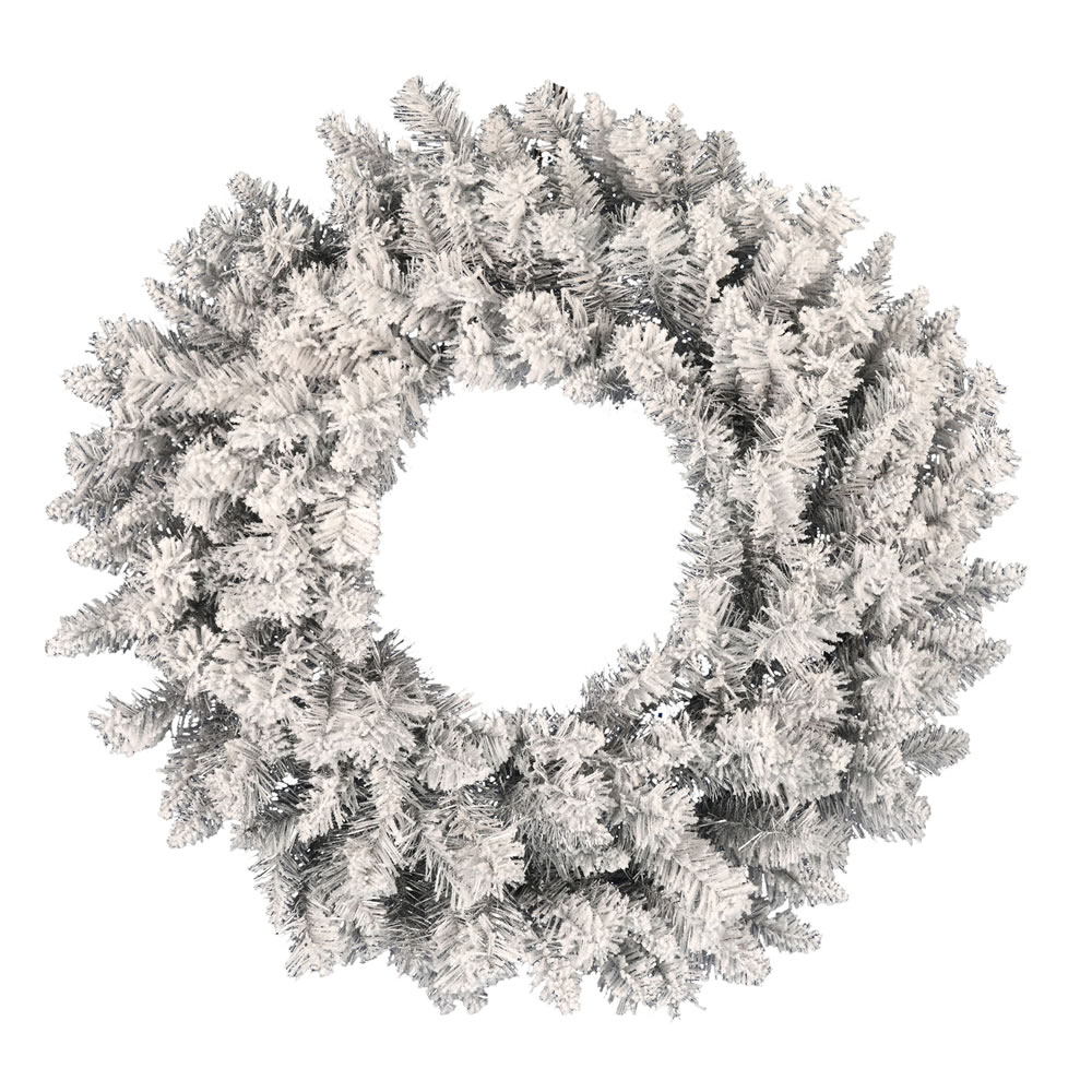 A193724 24 in. Frosted Silver Wreath with 120 PVC Tips -  Vickerman