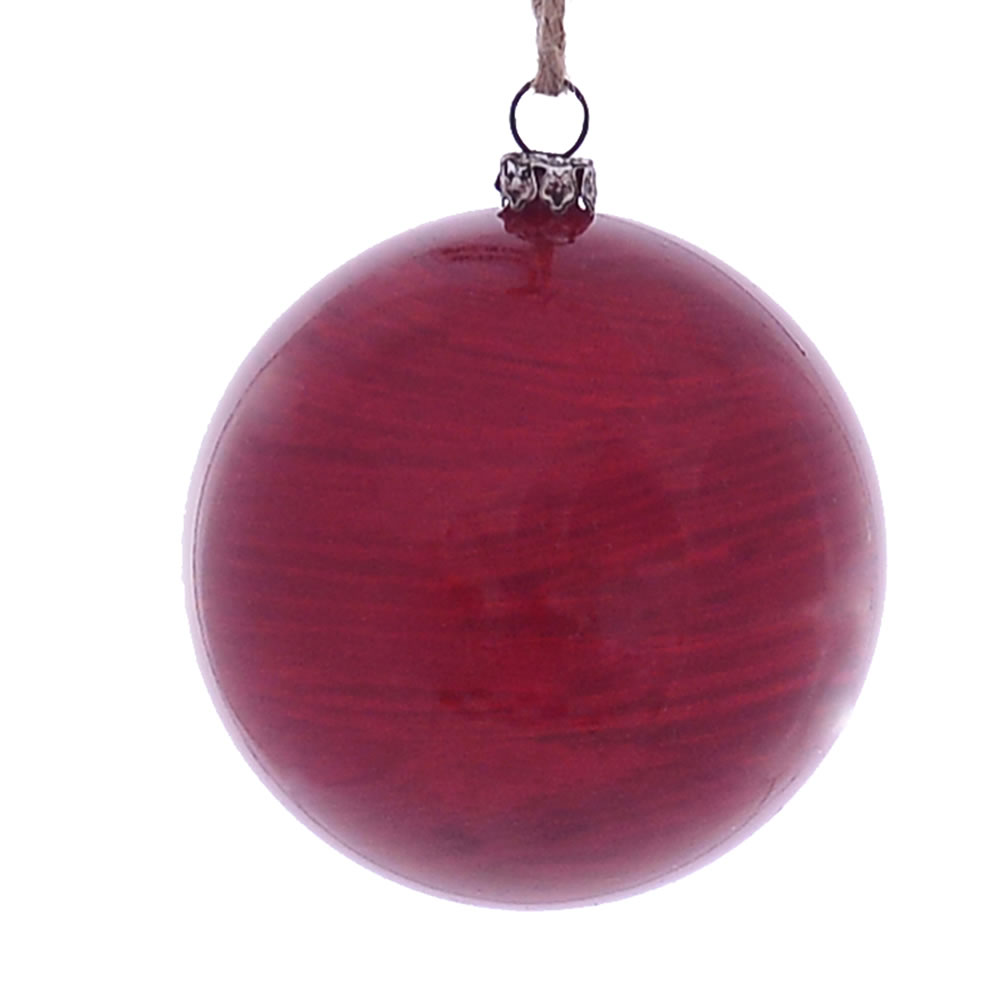 3 in. Red Wood Grain Ball Ornament - 6 per Bag