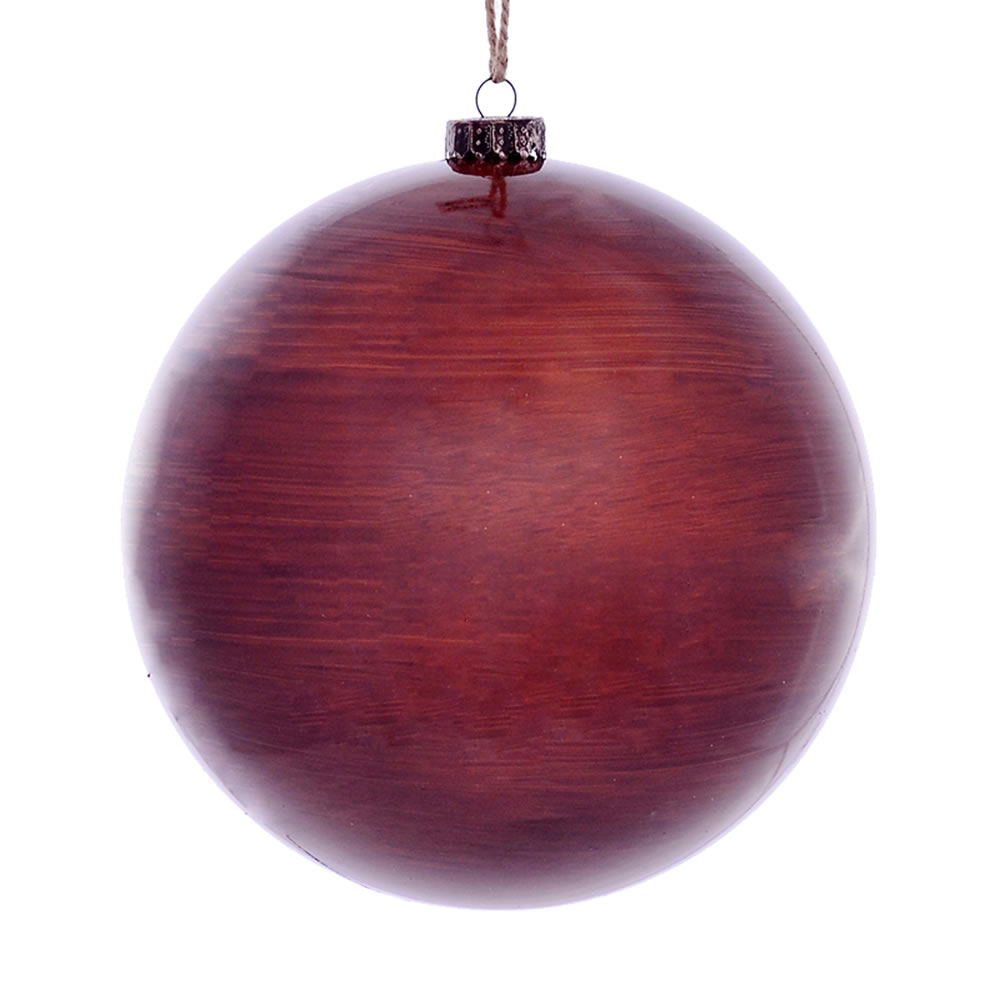 8 in. Copper Wood Grain Ball Ornament - 2 per Bag
