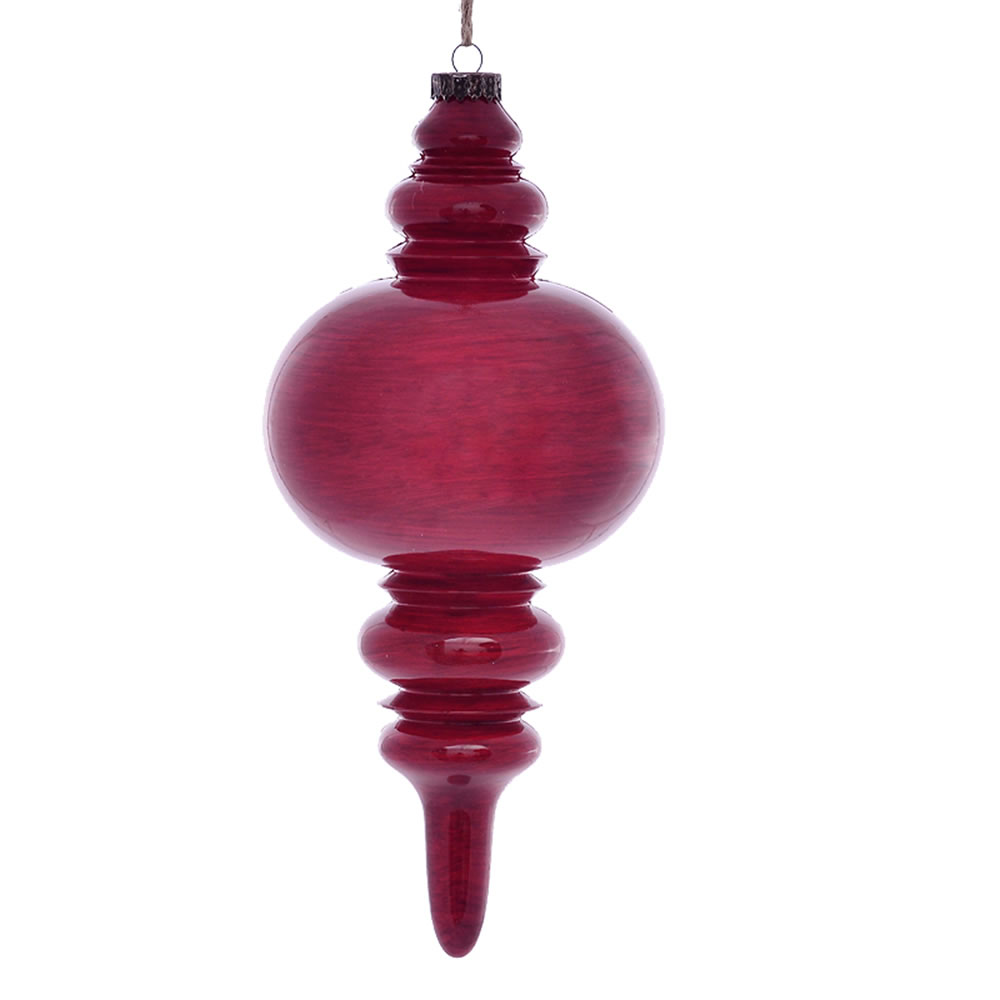 13 in. Red Wood Grain Finial Ornament