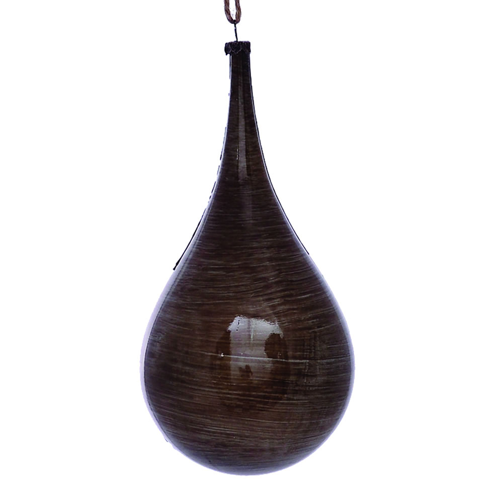 4 in. Pewter Wood Grain Teardrop Ornament - 2 per Bag