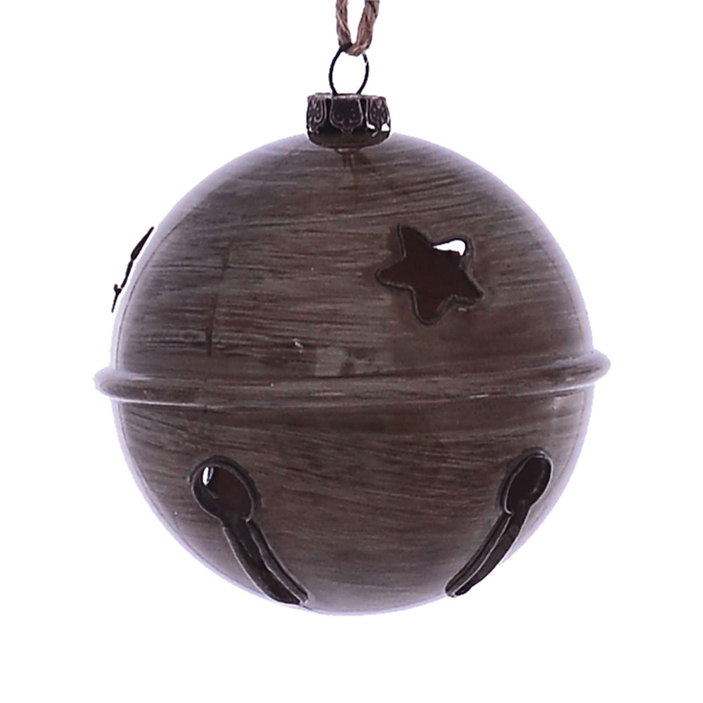 3 in. Pewter Wood Grain Bell Ornament - 6 per Bag