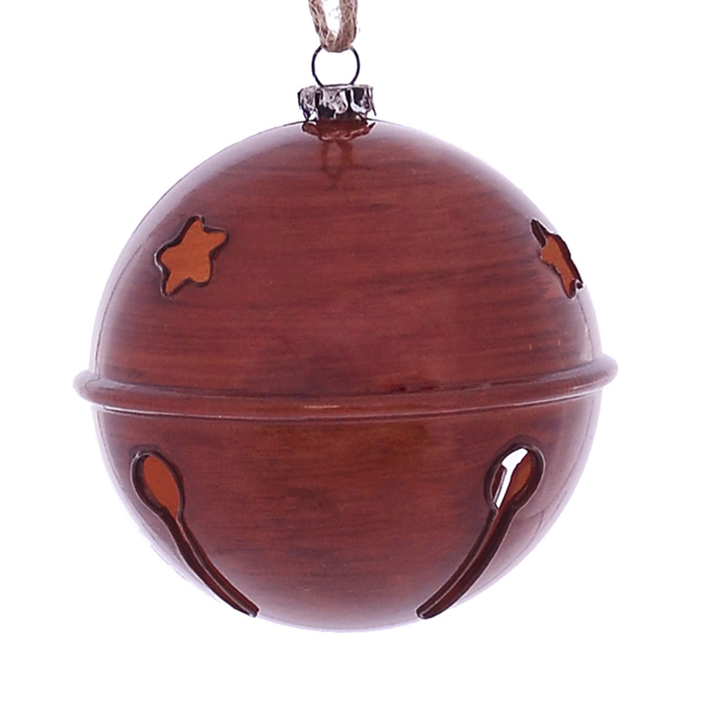 4 in. Copper Wood Grain Bell Ornament - 6 per Bag