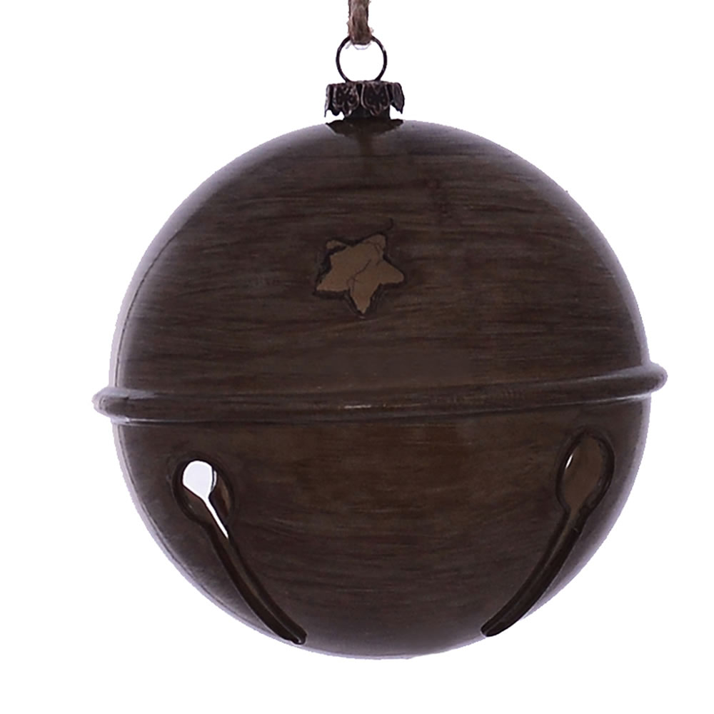 4 in. Pewter Wood Grain Bell Ornament - 6 per Bag