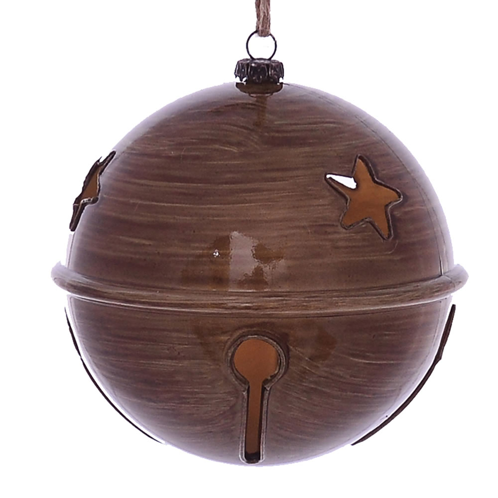 4.75 in. Brown Wood Grain Bell Ornament - 4 per Bag