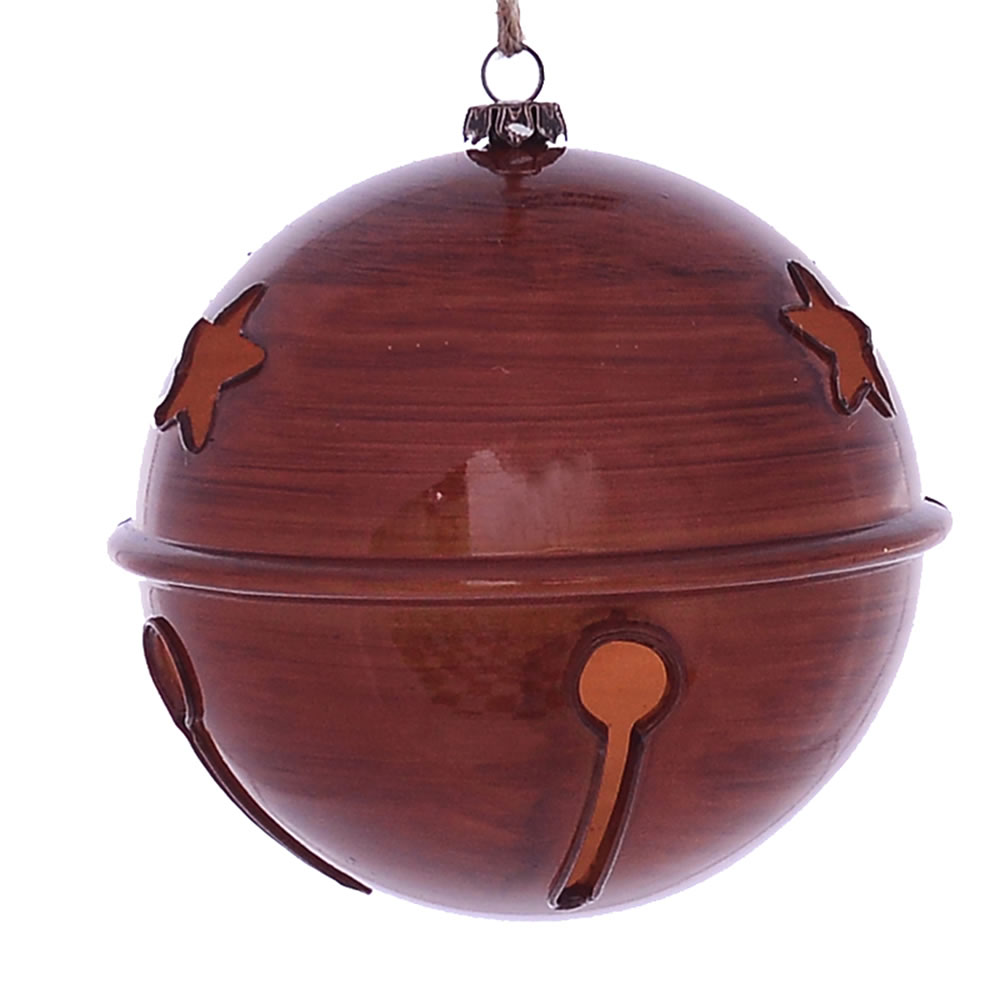 4.75 in. Copper Wood Grain Bell Ornament - 4 per Bag