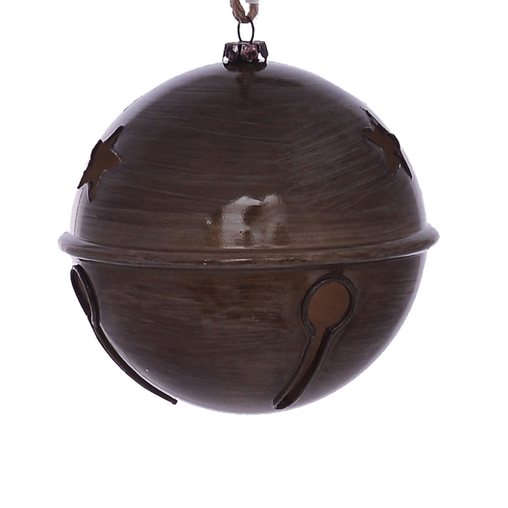 4.75 in. Pewter Wood Grain Bell Ornament - 4 per Bag