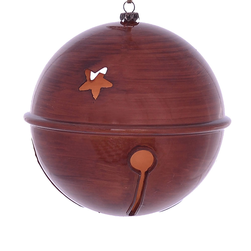 6 in. Copper Wood Grain Bell Ornament - 2 per Bag