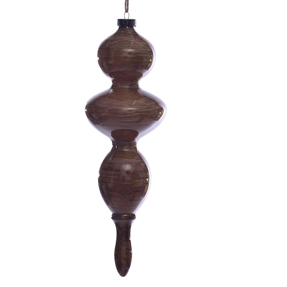 14 in. Brown Wood Grain Finial Ornament - 3 per Bag