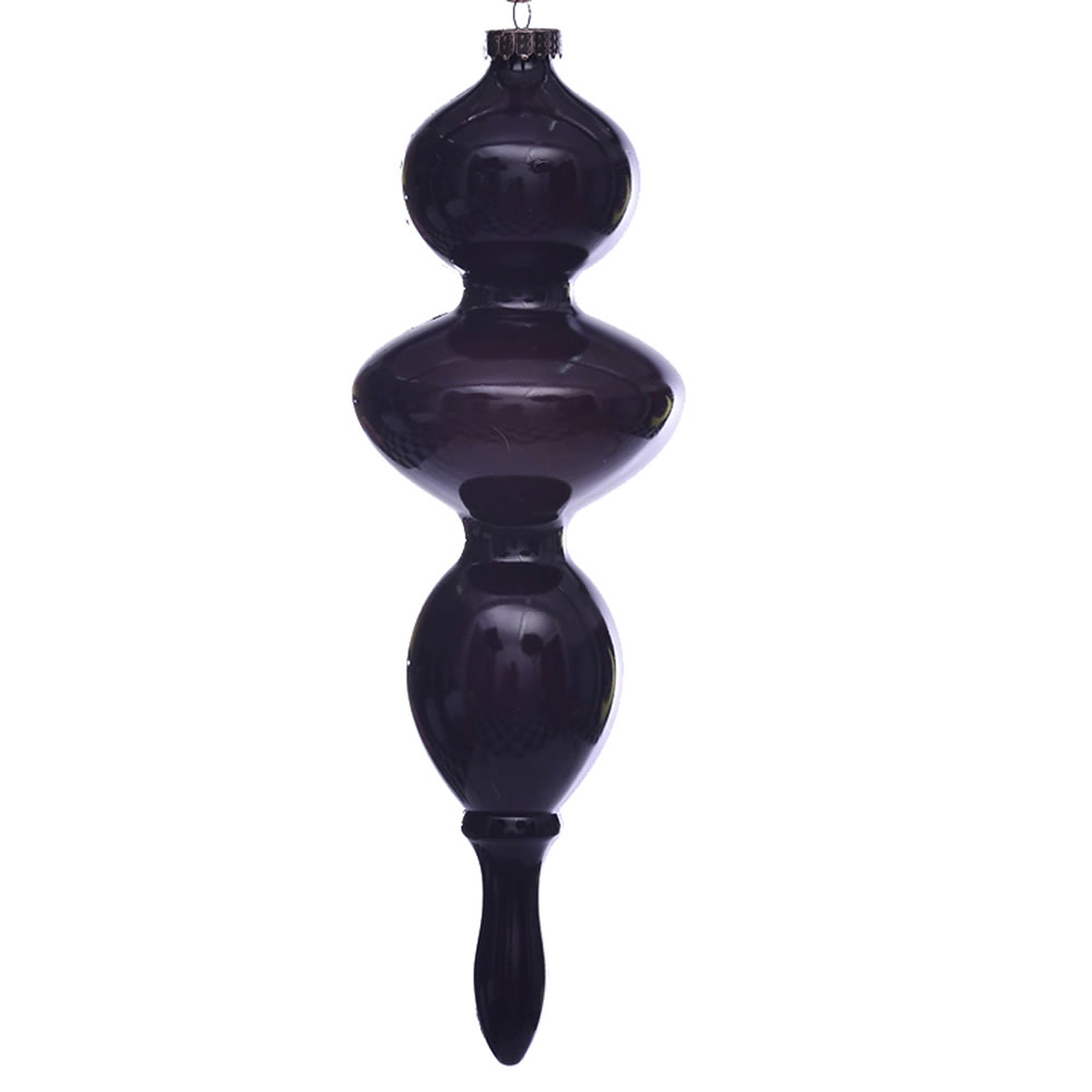 14 in. Plum Wood Grain Finial Ornament - 3 per Bag