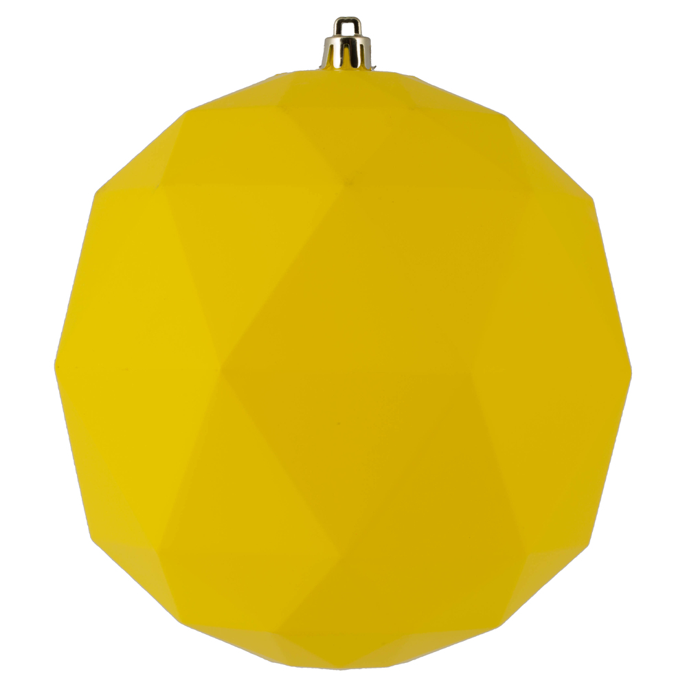 6 in. Yellow Matte Geometric Ball Ornaments - 4 per Bag