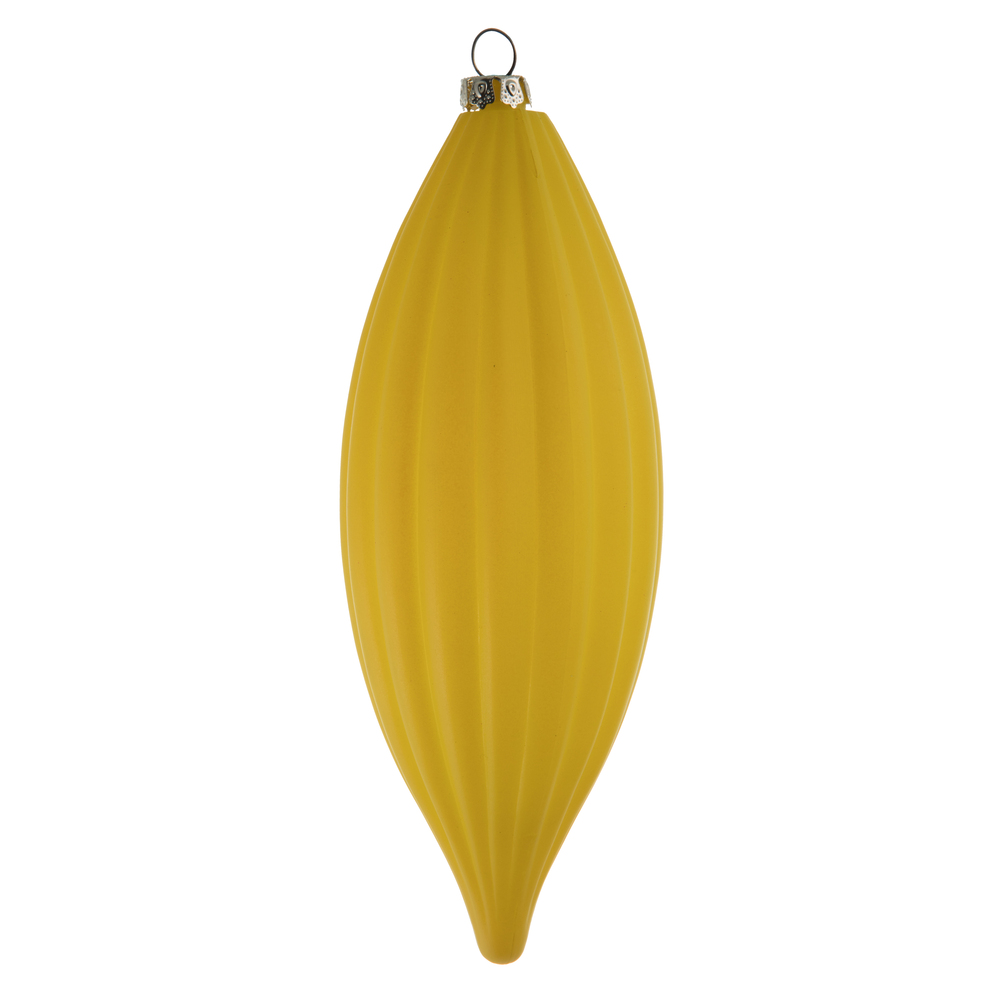 8 in. Yellow Matte Line Finial Ornament - 4 per Bag