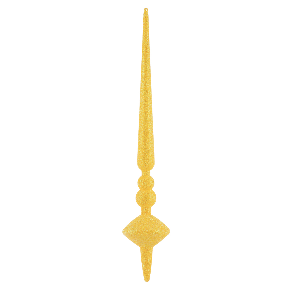 12 in. Yellow Glitter Cupola Finial Ornament - 3 per Bag