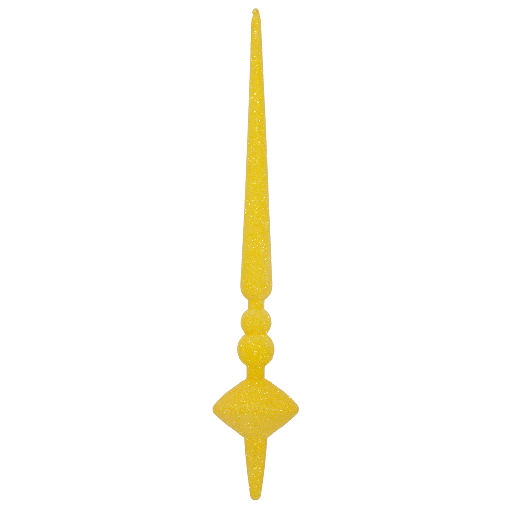 18 in. Yellow Glitter Cupola Finial Ornament - 2 per Bag