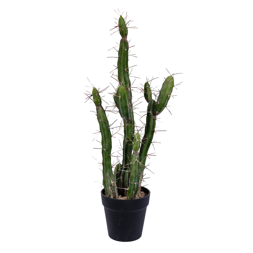 24 in. Green Potted Cactus Plastic Planter Pot