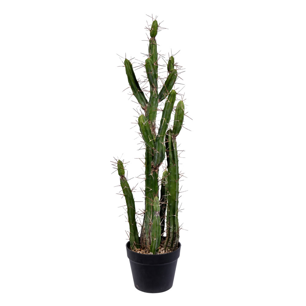 34 in. Green Potted Cactus Plastic Planter Pot