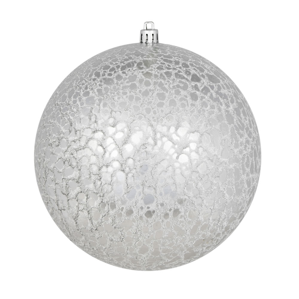 4 in. Silver Crackle Ball Ornament - 6 per Bag