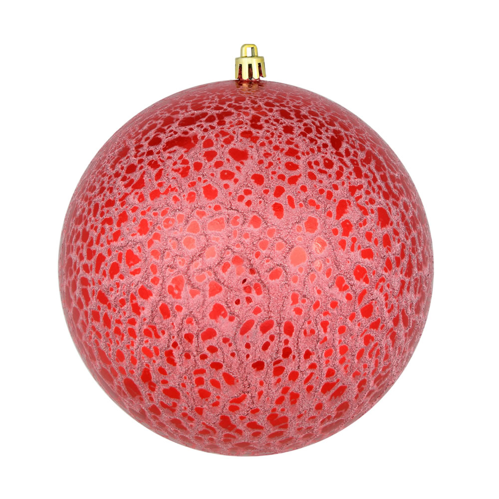 6 in. Red Crackle Ball Ornament - 4 per Bag