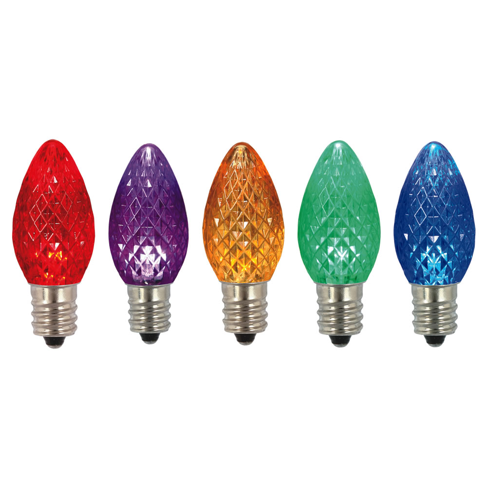 0.38 watt 130V C7 Faceted LED Multi-Color Replacement Bulb