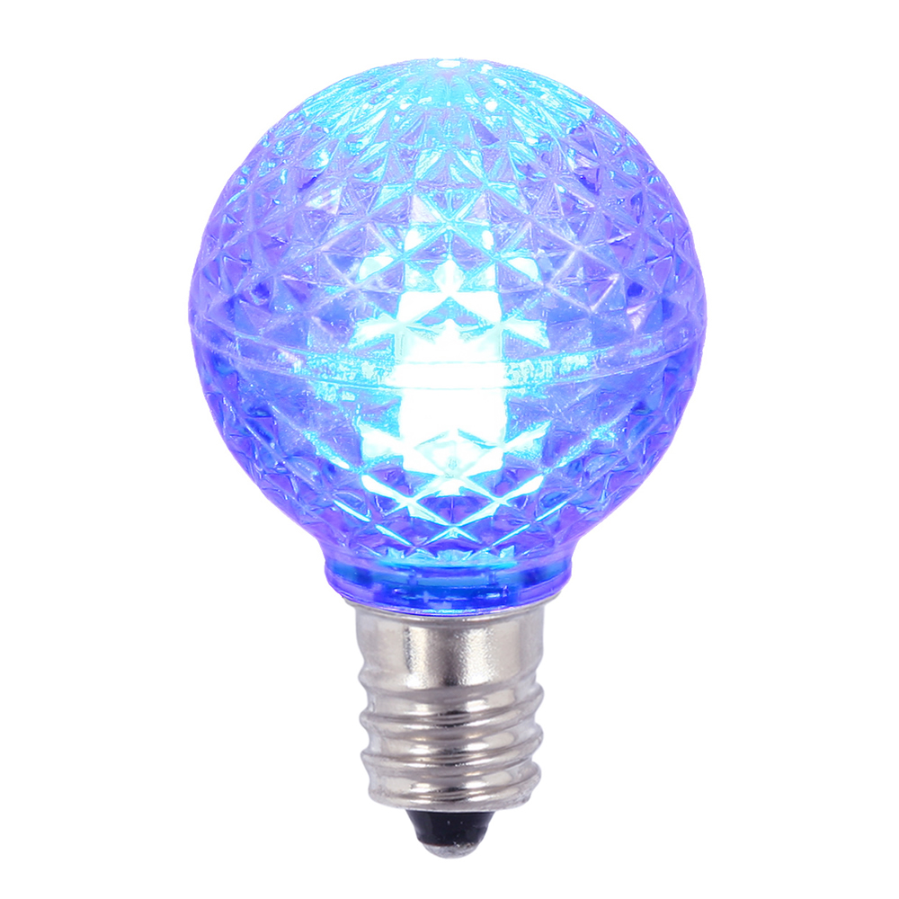 0.38 watt G30 Faceted LED Blue Bulb with E12 Nickel Base
