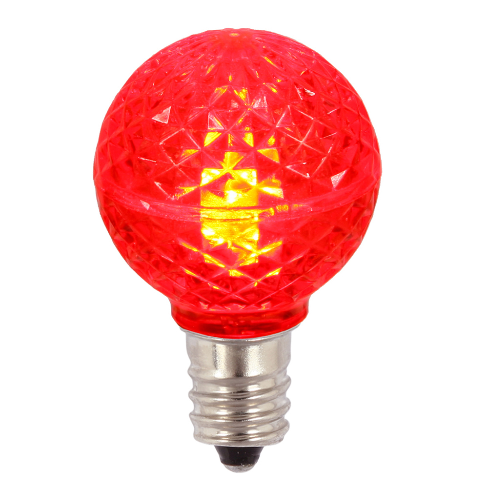 0.38 watt G30 Faceted LED Red Bulb with E12 Nickel Base