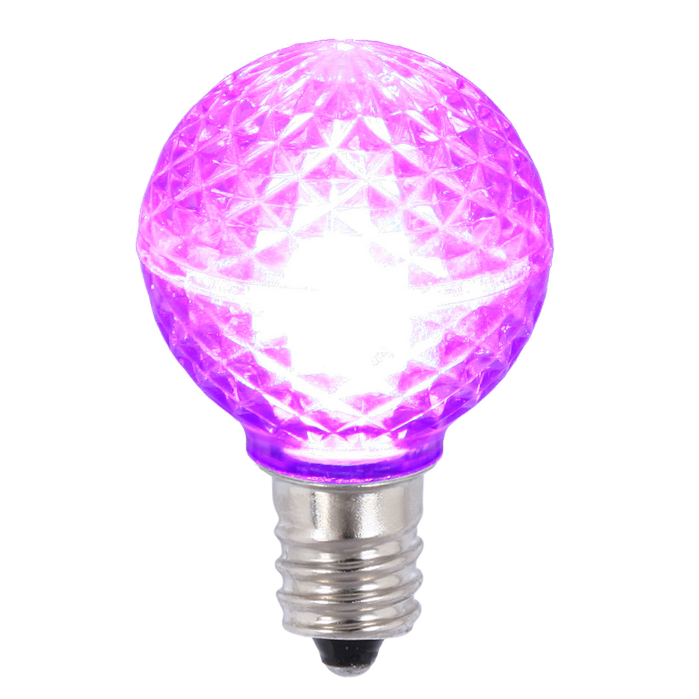 0.45 watt G30 Faceted LED Purple Bulb with E12 Nickel Base