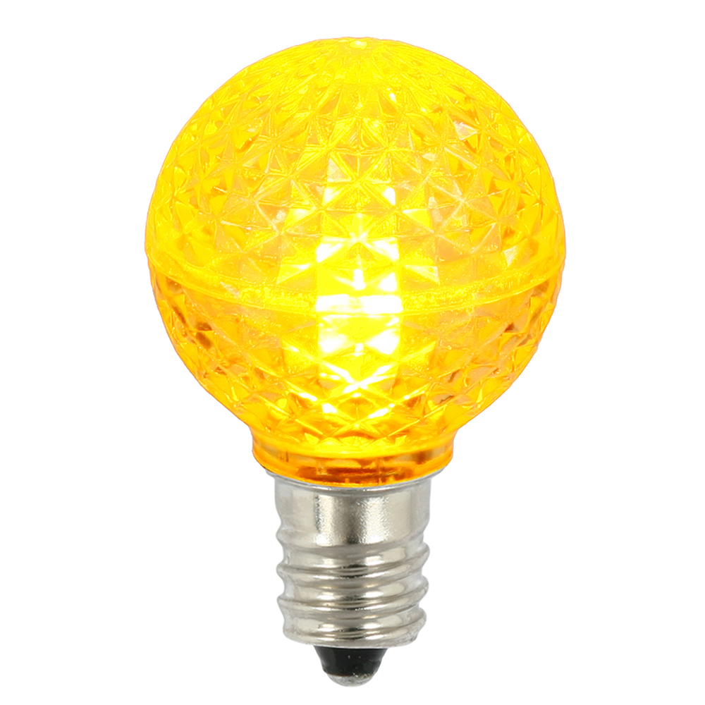 0.45 watt G30 Faceted LED Yellow Bulb with E12 Nickel Base