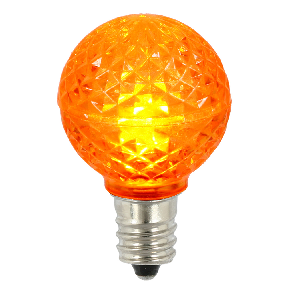 0.45 watt G30 Faceted LED Orange Bulb with E12 Nickel Base