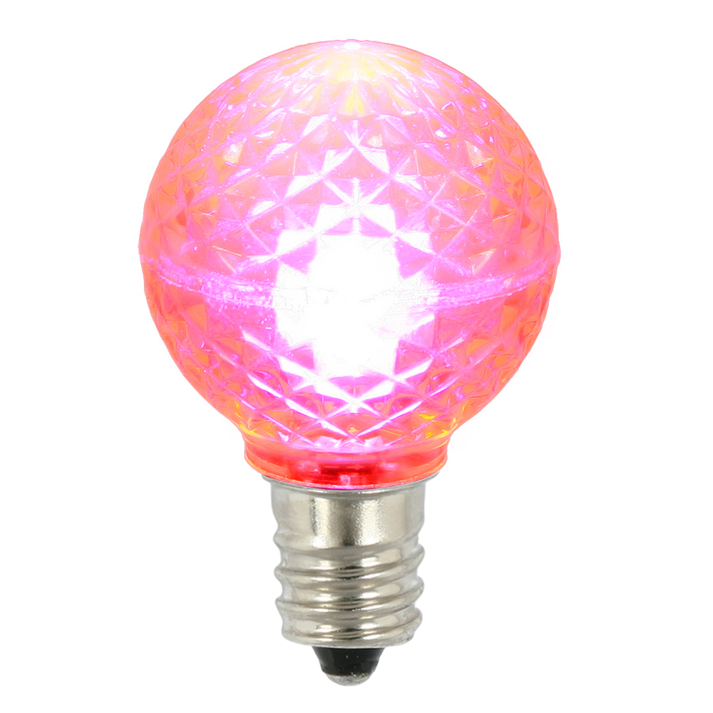 0.45 watt 0.38 watt G30 Faceted LED Pink Bulb with E12 Nickel Base