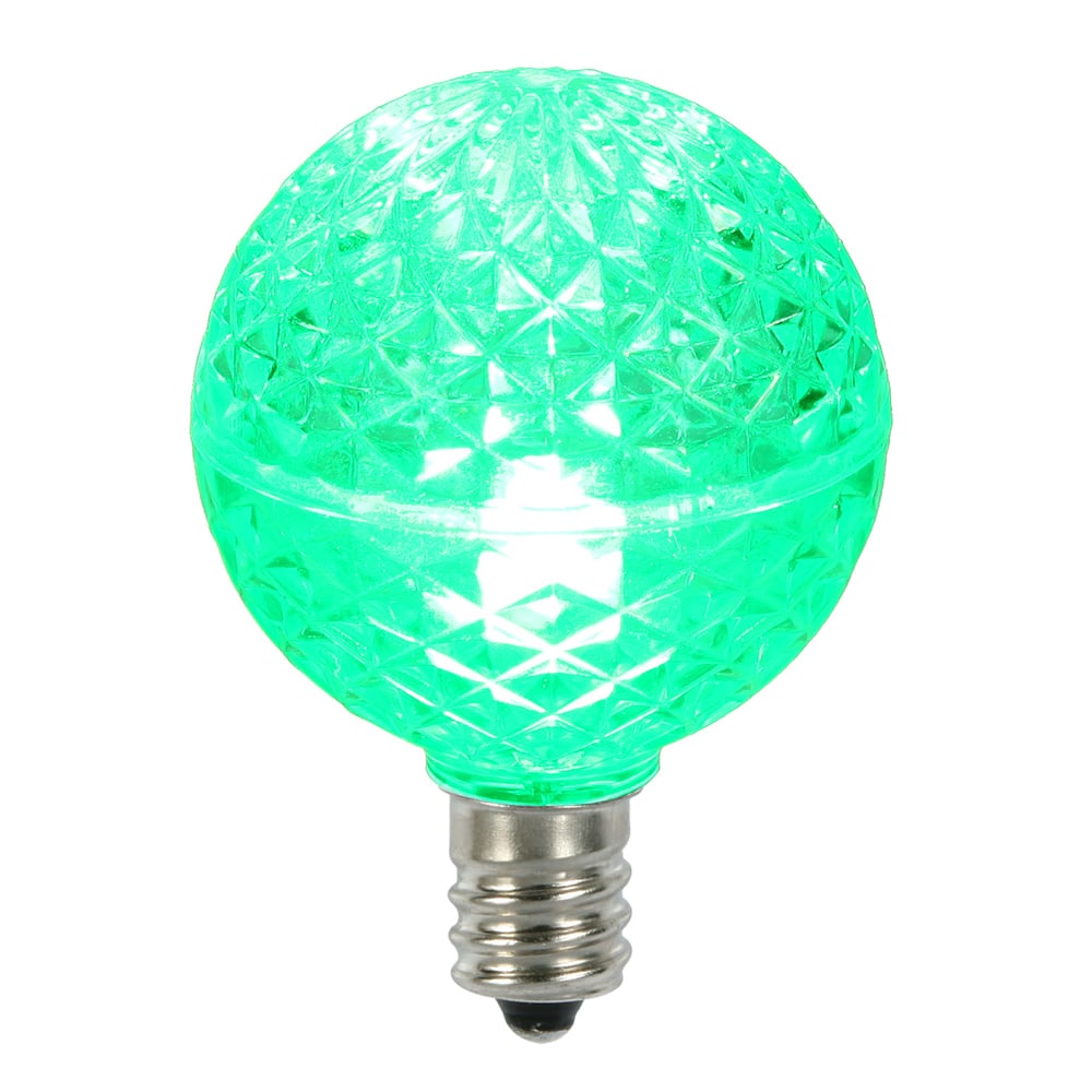 0.38 watt G40 Faceted LED Green Bulb with E12 Nickel Base