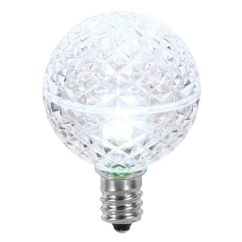 0.45 watt G40 Faceted LED Cool White Bulb with E12 Nickel Base