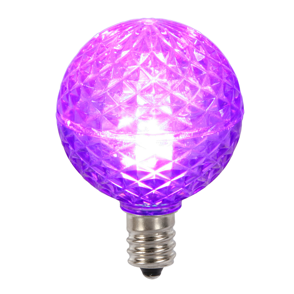 0.45 watt G40 Faceted LED Purple Bulb with E12 Nickel Base