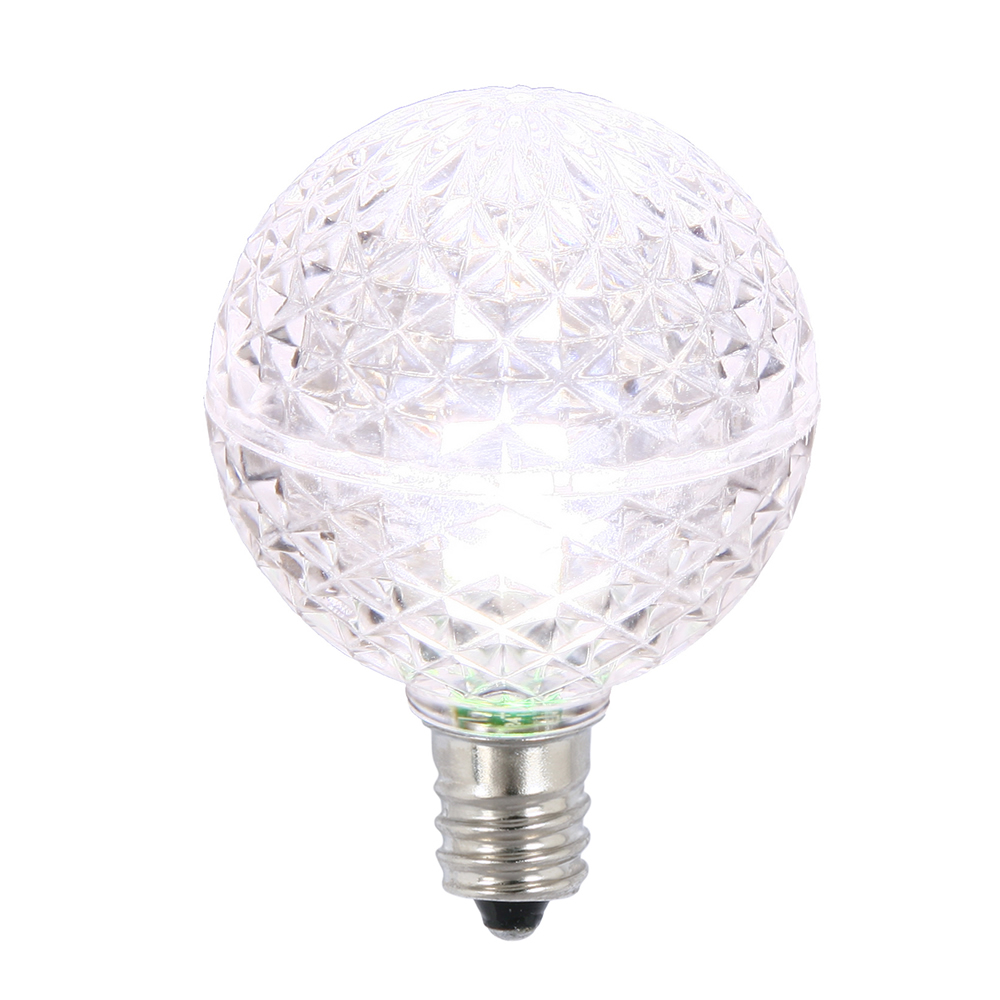 0.45 watt G40 Faceted LED Pure White Bulb with E12 Nickel Base