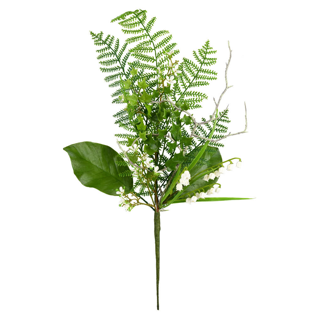 21 in. White Mini Flower Green Spray