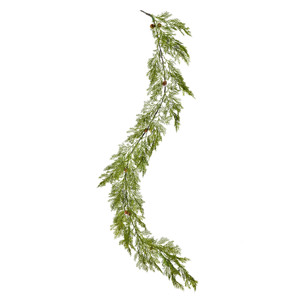 D190313 6 ft. Artificial Cedar Pinecone Garland with 36 Tips