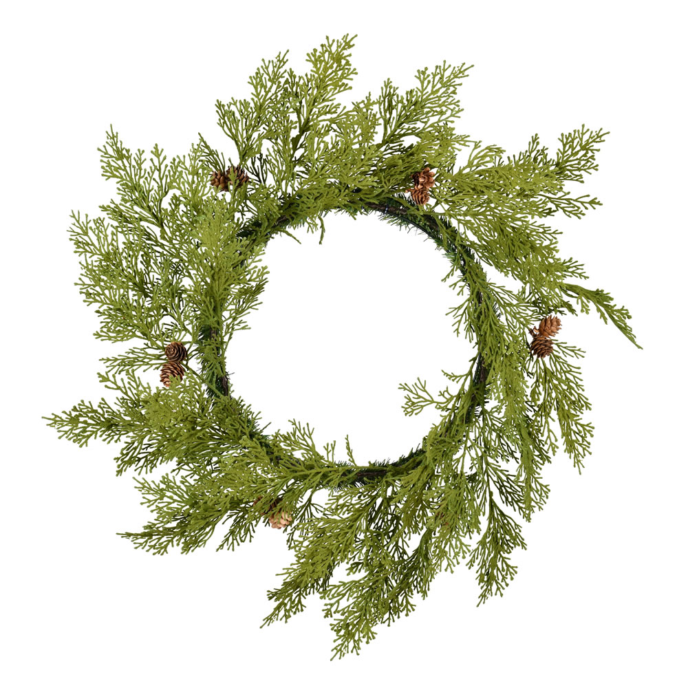 24 in. Artificial Cedar Pinecone Wreath with 30 Tips