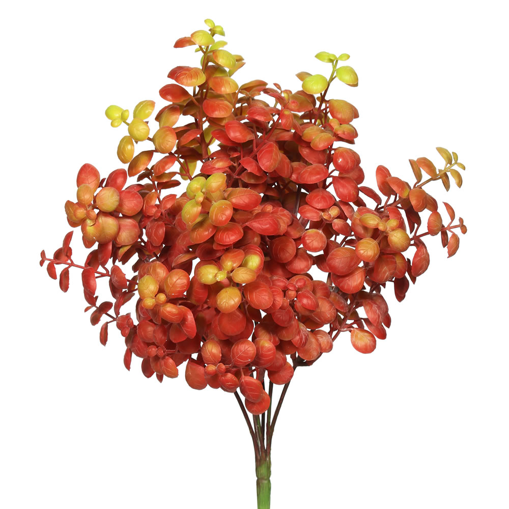 12 in. Plastic Leaf Red Bush